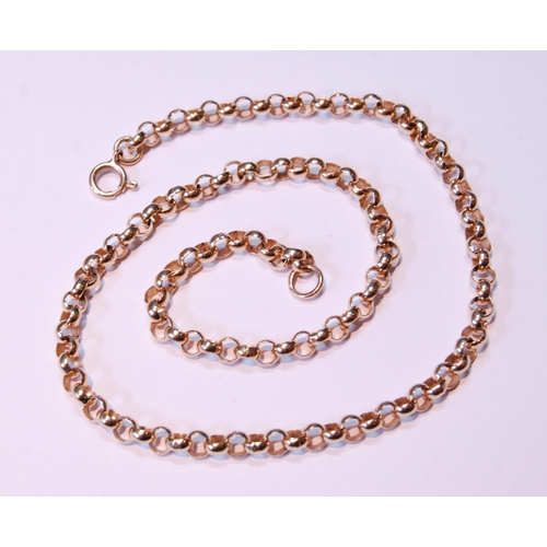 57 - 9ct gold necklet of belcher pattern, 14g.