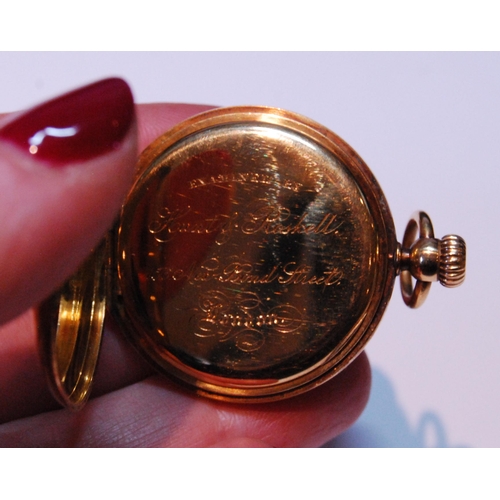 109 - Lady's Swiss keyless cylinder watch, for Hunt and Roskell, in 18ct gold half hunter case, c. 1860.