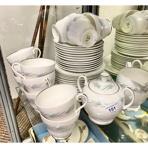 151 - Shelley Silvan tea set including 12 cups, saucers, plates jug and sugar bowl