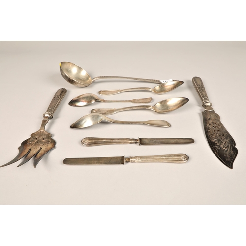 142 - Small quantity of continental silver flat ware , to include a ladleapproximately 453 grams