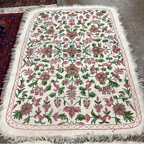 624 - Hand embroidered floral pattern rug