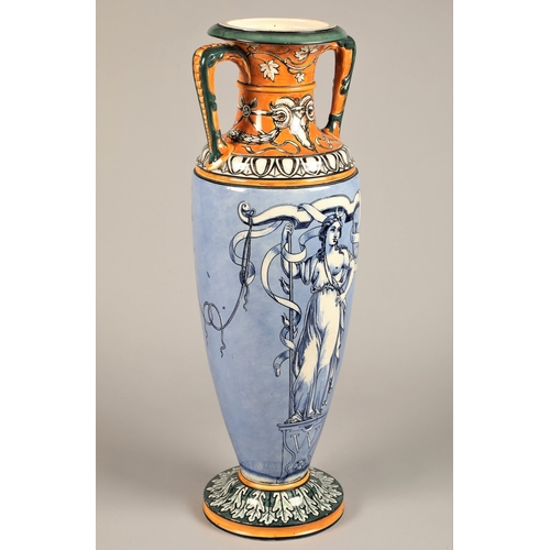 54 - Large Wedgwood queensware vase painted by Emile Lessore of signature baluster form, the floral neck ... 