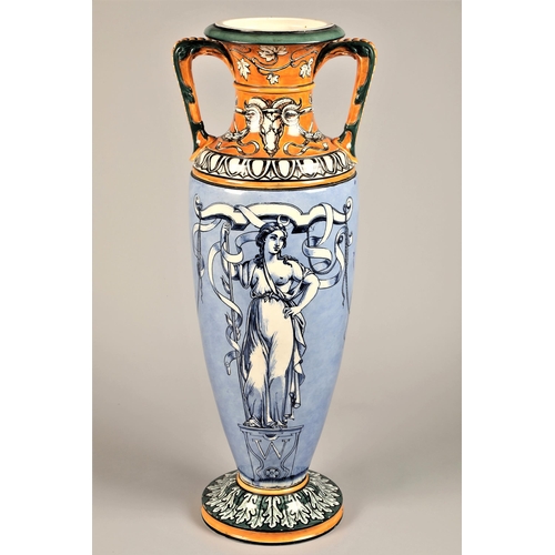 54 - Large Wedgwood queensware vase painted by Emile Lessore of signature baluster form, the floral neck ... 