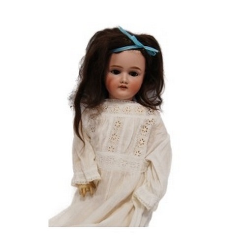 122 - 19th century Simon & Halbig German bisque-headed doll and a christening gown.