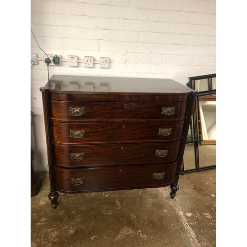 538 - 19th century mahogany Four drawer chest with reeded columns at either side120 cm long, 119cm high... 