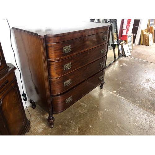 538 - 19th century mahogany Four drawer chest with reeded columns at either side120 cm long, 119cm high... 