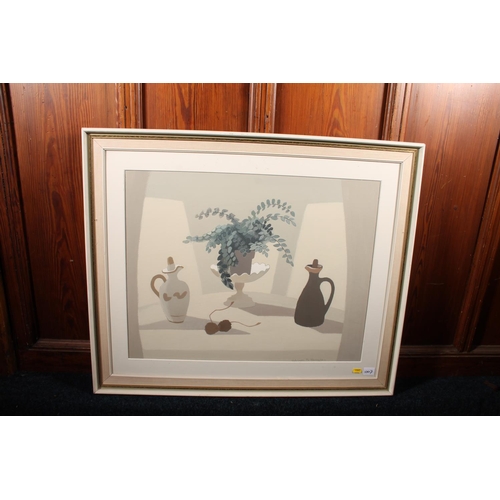 266 - ALISON MCKENZIE RSW (Scottish 1907-1982) *ARR* Still Life with Fern Oil painting, signed lower right... 