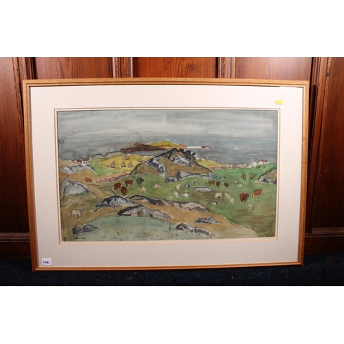 279 - PENELOPE BEATON ARSA RSW (Scottish 1886-1963) *ARR* Grey Sea Iona Watercolour, unsigned, 41cm x 69cm... 