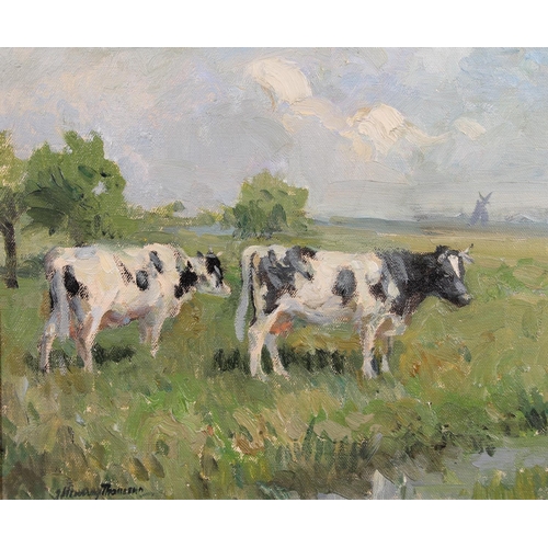 285 - JOHN MURRAY THOMSON RSA RSW PPSSA (Scottish, 1885-1974) *ARR* Cows in a field Oil on board, signed l... 