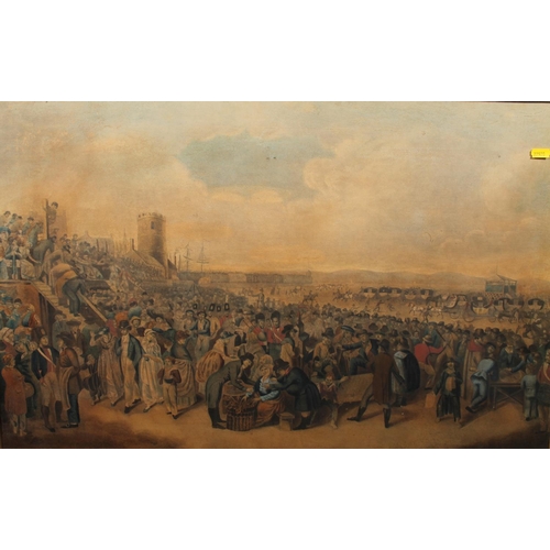 299 - MANNER OF WILLIAM THOMAS REED (1845-1881) Leith Races - A Fair on Leith Sands Coloured print, 46cm x... 