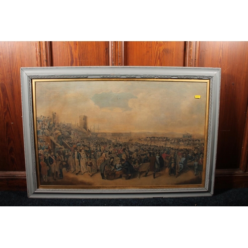 299 - MANNER OF WILLIAM THOMAS REED (1845-1881) Leith Races - A Fair on Leith Sands Coloured print, 46cm x... 