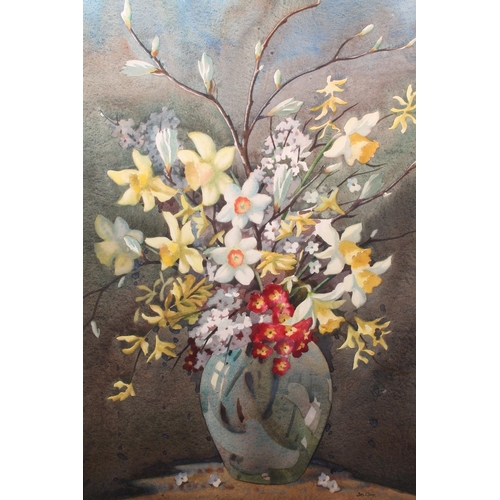 300 - JAMES GRAY RSW (Scottish fl.1917-1947) Still life vase of flowers 'Spring Flowers' Watercolour, sign... 