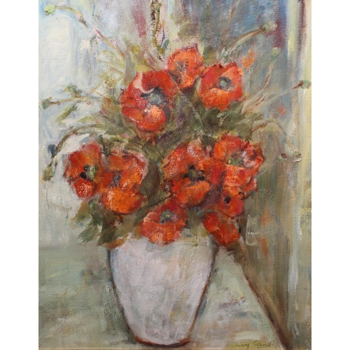 301 - MARY CANDY (Contemporary) *ARR* Still life vase of poppies Oil painting, signed lower left, 58cm x 4... 