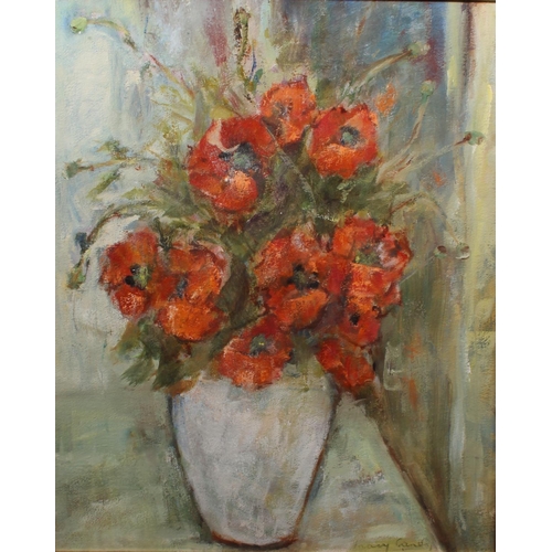 301 - MARY CANDY (Contemporary) *ARR* Still life vase of poppies Oil painting, signed lower left, 58cm x 4... 