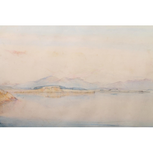 302 - KATHERINE (KATE) CAMERON RSW ARE (1874-1965) *ARR* Landscape possibly Argyll across Dunstaffage bay ... 