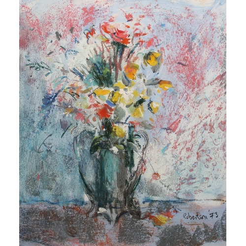 305 - JAMES DOWNIE ROBERTSON (Scottish 1931-2010) *ARR* Vase of flowers Watercolour, signed and dated '73 ... 