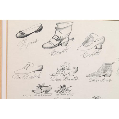 307 - JOHN BYRNE RSA (Scottish b1940) *ARR* Shoes (15 designs) The Marriage of Figaro Pencil drawing, unsi... 