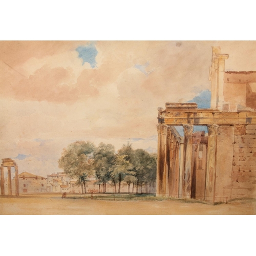 317 - THOMAS HARTLEY CROMEK (British 1809-1873)  Temple of Antoninus and Fautina with the three columns of... 