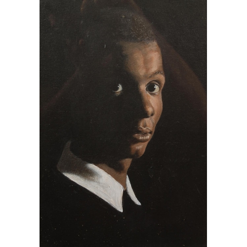 323 - Attributed to ALAN BENNETT 20TH CENTURY SCHOOL Bust length portrait of a gentleman Oil on panel, uns... 