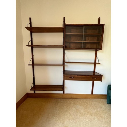 594 - PS System Danish midcentury modular shelving unit including drawer and glass fronted cabinet in the ... 