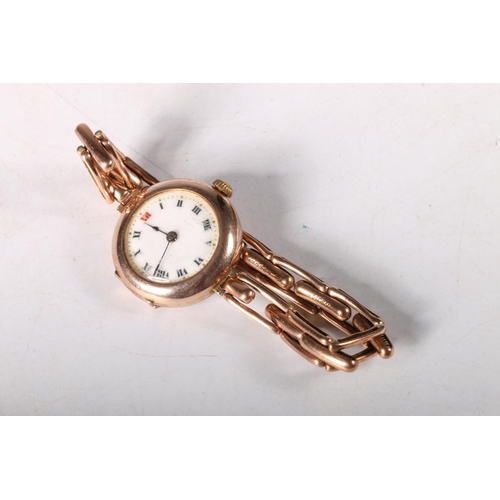 155 - 9ct gold ladies Rolex wristwatch, inscribed Rolex to interior back and mechanism, 2.5cm dia, strap m... 