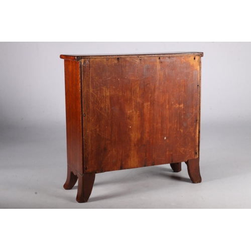 348 - 19th Century mahogany apprentice chest of three short over three long drawers on boxwood bracket fee... 