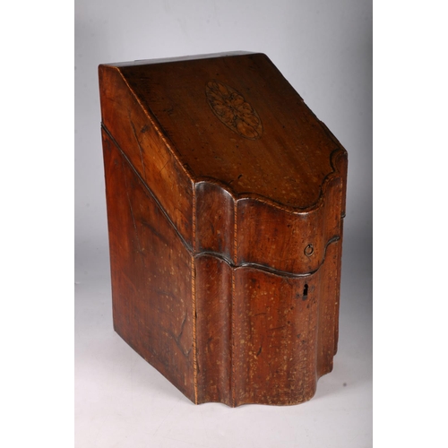 349 - George III mahogany knife box with fitted interior, 37cm tall.