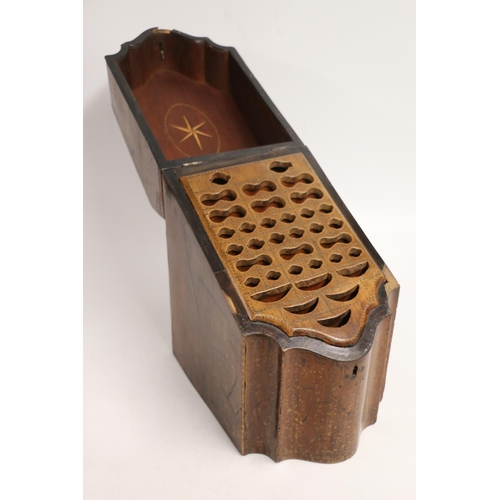 349 - George III mahogany knife box with fitted interior, 37cm tall.