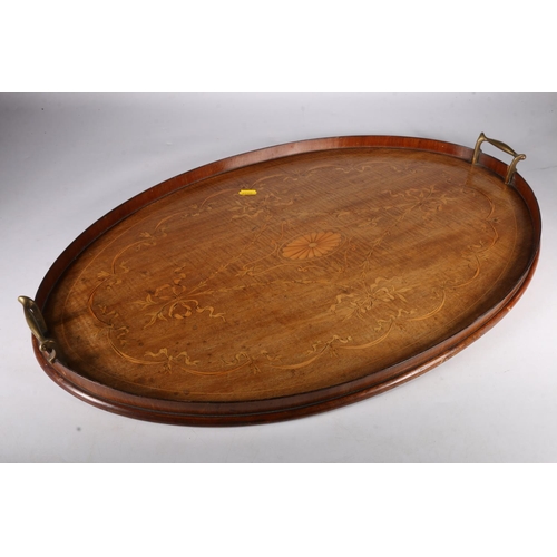 352 - 19th Century mahogany gallery tray with brass handles, 67cm long.