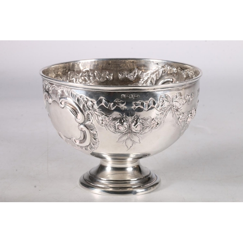 65 - Walker and Hall silver bowl hallmarks for Sheffield circa 1920s, with embossed floral and ribbon des... 