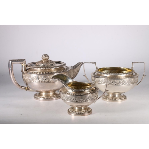 67 - George III, Scottish three piece Regency tea service hallmarked Robert Gray and Son, 1807 Edinburgh,... 