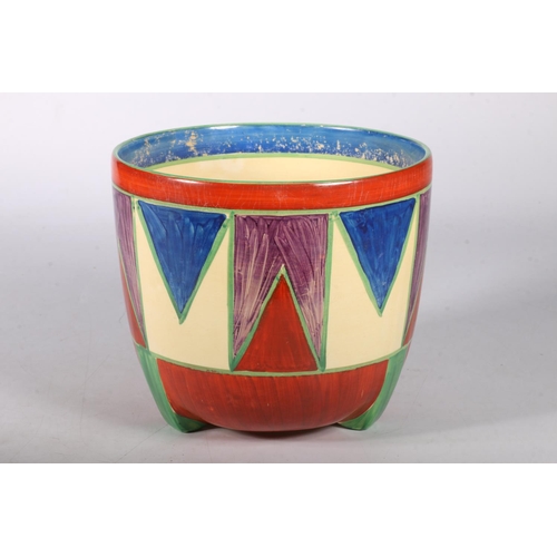 432 - Clarice Cliff for Newport pottery Bizarre jardiniere in the Chester pattern, with all over geometric... 