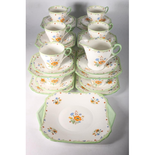 443 - Shelley posie spray pattern part porcelain tea service, Comprising of pair of biscuit plates, twelve... 