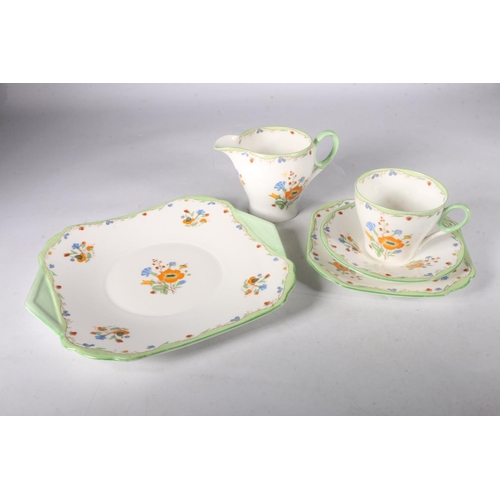 443 - Shelley posie spray pattern part porcelain tea service, Comprising of pair of biscuit plates, twelve... 