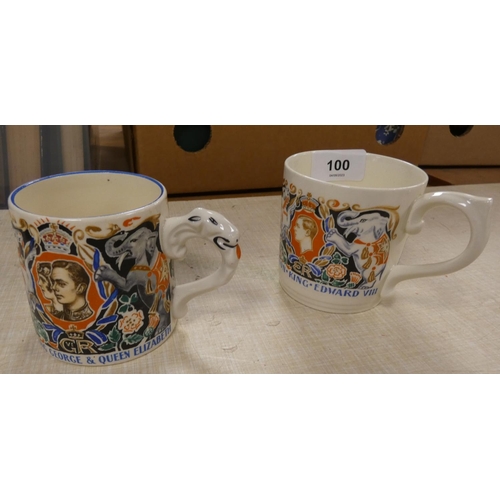 100 - Two Dame Laura Knight designed Coronation mugs to include Edward III & George V.