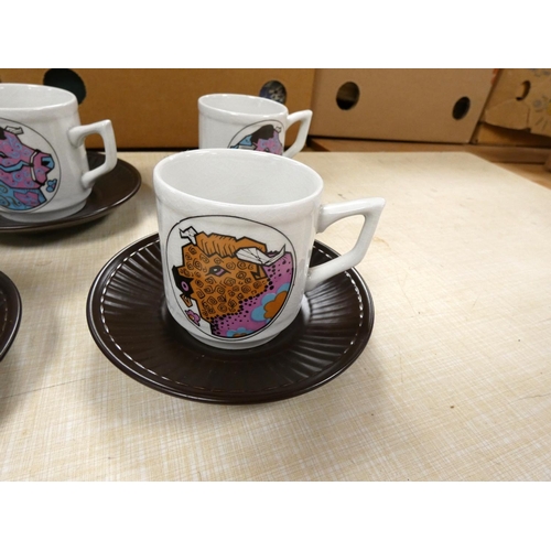 101 - Set of six EIP vintage 60’s mugs and saucers.