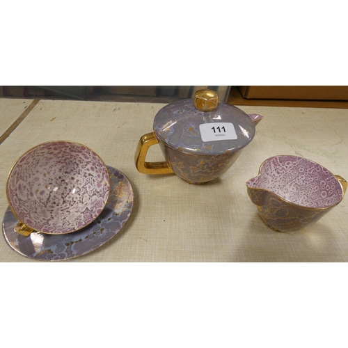 111 - French lava glaze style Art Deco tea set for one.