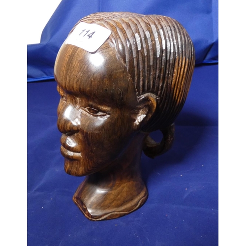 114 - Carved treen bust of a lady.