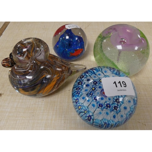 119 - Four various modern paperweights.