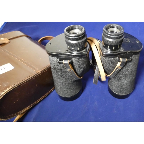 122 - Large pair of cased Bausch binoculars.