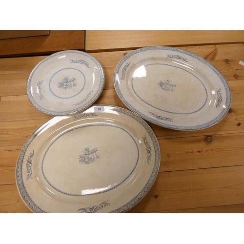 26 - Pair of T & Till & Sons Grecian pattern oval ashets and a similar serving dish. (3)