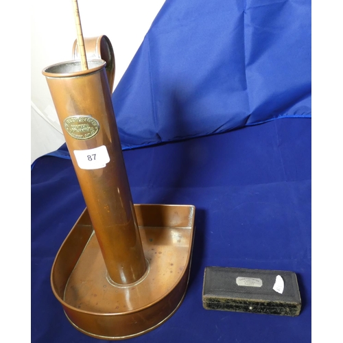 87 - Vintage hydrometer, measuring stick etc.