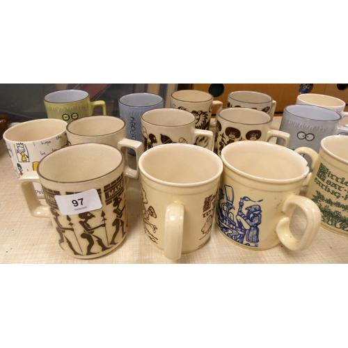 97 - Large collection of Hornsea pottery, mugs to include fruitery, Don’t Put All Your Eggs etc.