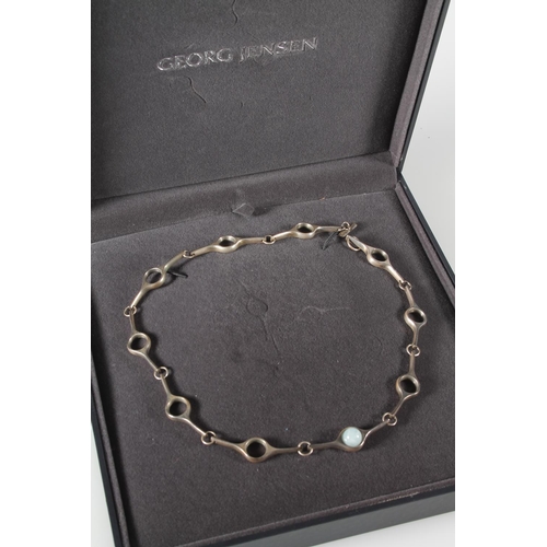 249 - Georg Jensen silver sphere necklace with single polished bead, 40cm