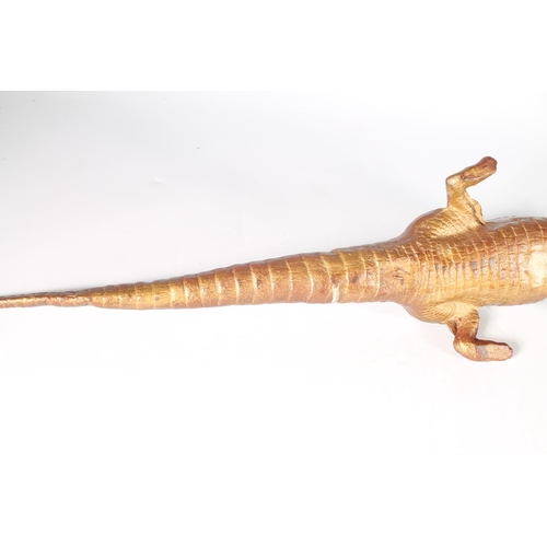 373 - Painted cast bronze figure of crocodile, 73cm.