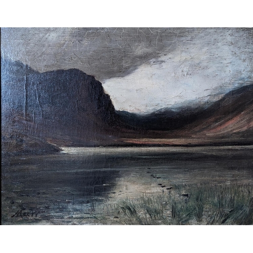 290 - JOHN MACWHIRTER RA HRSA RI RE (Scottish 1839-1911) Loch Dhu Oil on canvas, signed lower left 'MacW',... 