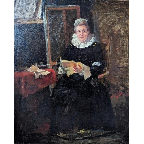 293 - MARIA BROTHERHOOD VAN STOCKUM (Dutch, 1875-1951) Portrait of a lady reading Oil on canvas, unsigned,... 