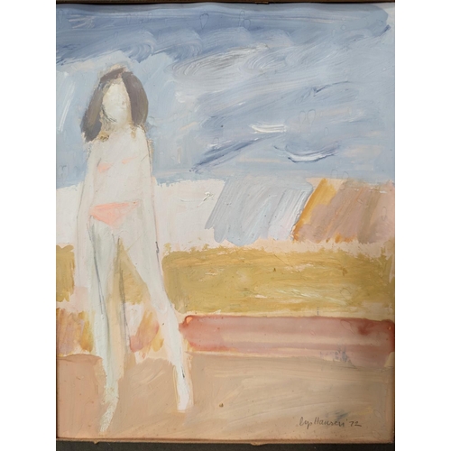 308 - LYS HANSEN (Scottish b1936) *ARR* Female figure in bathing costume Gouache on paper, signed and date... 