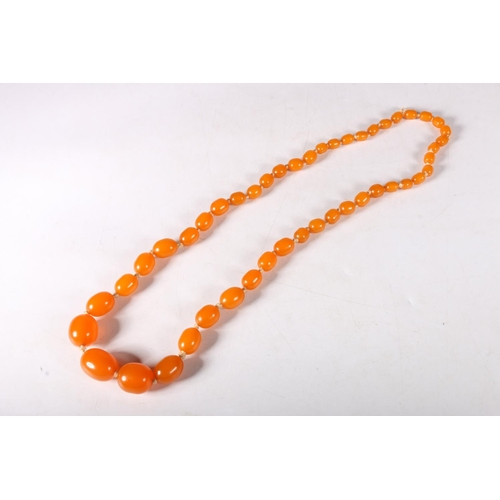 230 - String of graduated butterscotch amber bead necklace, 39cm.