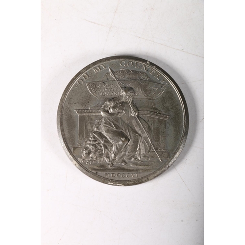 236 - Death of William Pitt Commemorative medallion, with bust of William Pitt to one side and a weeping B... 